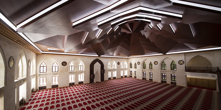 Modern geometric mosque ceiling