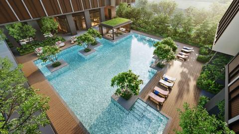 Luxury modern condominium facilities - swimming pool with lounge deck