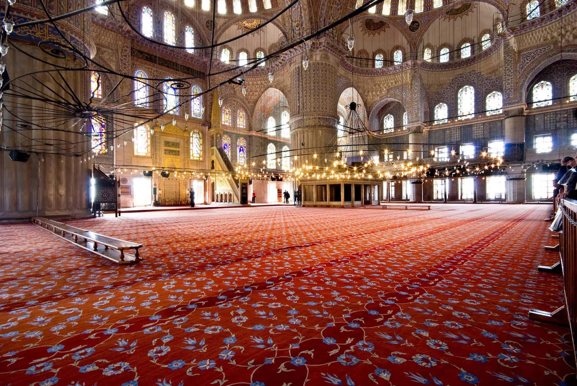 Grand historic mosque prayer hall